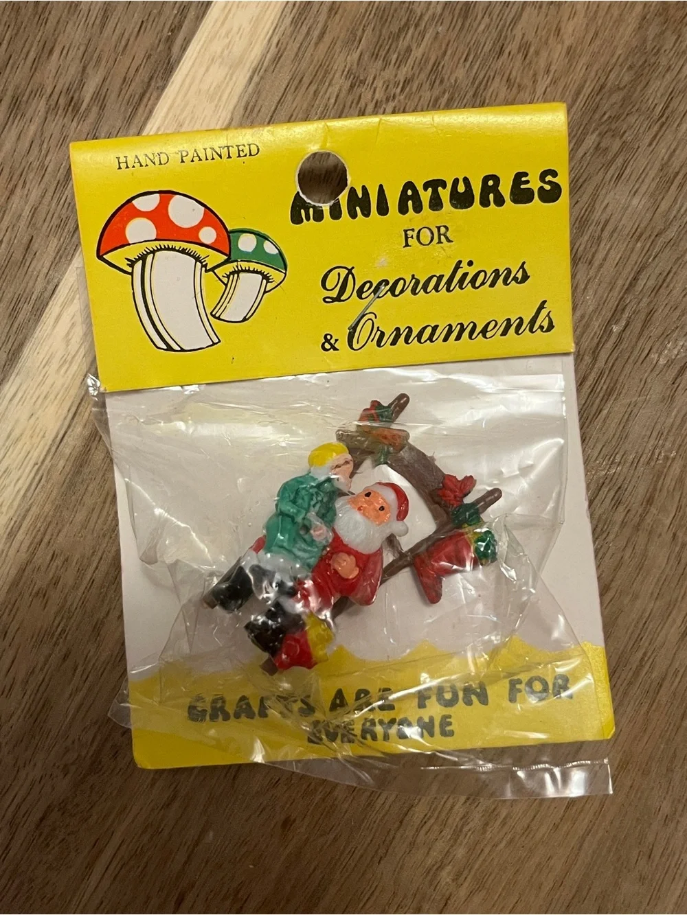 Vintage Christmas Tree Box with 3 Vintage Ornaments and 1 Santa Miniature